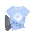 thumbnail image 3 of Xuanfei Women Daisy Graphic Print Crew Neck Short Sleeve Contrast Color T-Shirt, 3 of 7