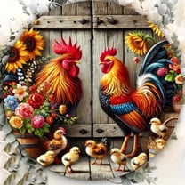 HELLOYOUNG 2D Vintage Rooster Metal Wall Art – Perfect for Adding Rustic Charm to Home, Street, Garage & Garden Decor