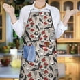 thumbnail image 6 of Beige Gothic Skull Rose Crow Pattern Apron-Garden Aprons for Women with Pockets-Cotton Linen Waterproof Kitchen Cooking Gardening Aprons Adjustable for Kitchen,Cooking,BBQ and Salon 33x27 Inch, 6 of 7