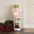 thumbnail image 5 of 3Ft Tall Nutcracker Pink Soldier with Candy Tree Holiday Decoration with Lights, 5 of 12