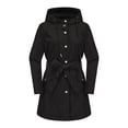 thumbnail image 5 of Women Fall Winter Coat Splash-resistant Single-breasted Hooded Long Sleeves Lace-up Tight Waist Drawstring Cardigan Overcoat Outdoor Trench Coat, 5 of 8