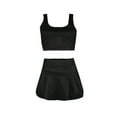 thumbnail image 3 of Lovelywholesale Sporty U Neck Flounce Design Black Two Piece Skirt Set, 3 of 4