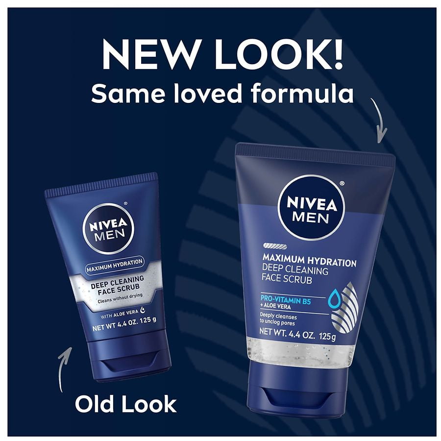 Nivea Men Maximum Hydration Deep Cleaning Face Scrub 4.4 oz Pack of 2
