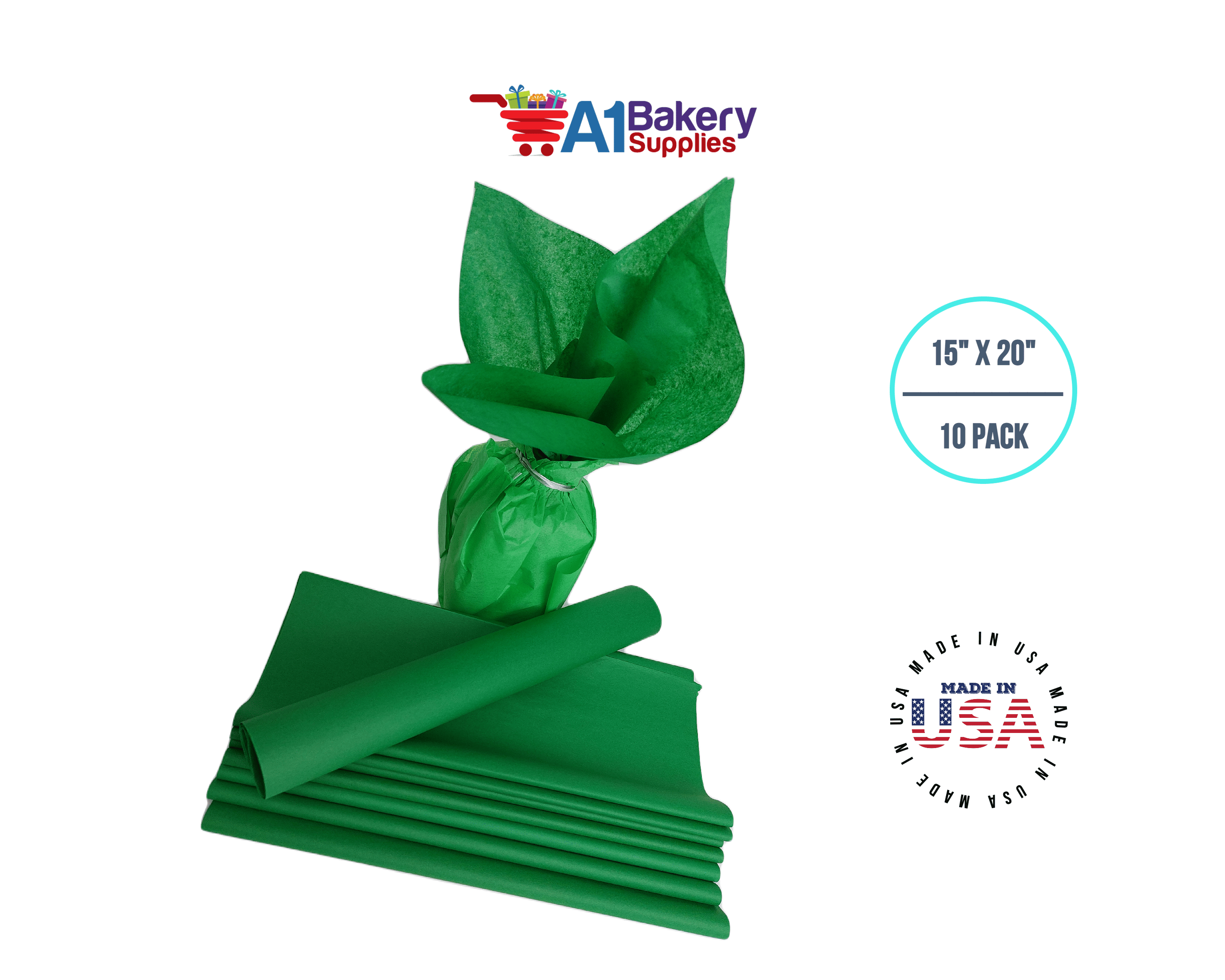 Tapestry Green Tissue Paper Squares, Bulk 480 Sheets, Premium Gift