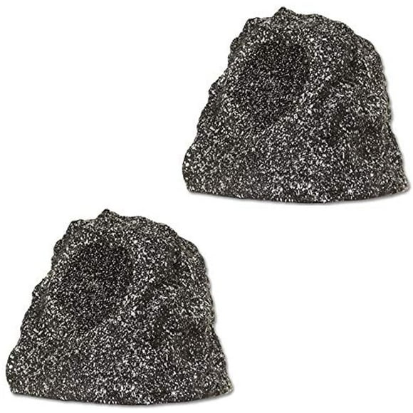 Theater Solutions by Goldwood B41GG Wireless Rechargeable Bluetooth Outdoor Rock Speaker System - Granite Gray, Set of 2, 120 Watts