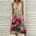 thumbnail image 2 of Enjoytime Summer Dresses for Women 2025 Trendy Fashion Button Down Dress with Pocket V Neck Sleeveless Floral Printed Flowy Comfy Dresses for Women, 2 of 5