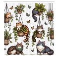 thumbnail image 4 of Ambesonne Cat Shower Curtain, Happy Smiling Kitties Botanical, 69"Wx75"L, Blue Grey Green and Taupe, 4 of 4