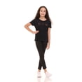 thumbnail image 5 of Pink Angel Girls 2-Pack Ribbed Graphic Tops. Rhinestone Tees, Soft Stretch Everyday Short Sleeve Shirts for Kids Girls, 5 of 10