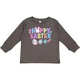 thumbnail image 3 of Inktastic Happy Easter with Bunny Face and Easter Eggs Girls Long Sleeve Toddler T-Shirt, 3 of 5