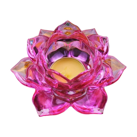 Room Decor 8 Colors Crystal Glass Lotu Flower Candle Tea Light Holder Buddhist Candlestick Decorations For Home Candles Bedroom