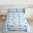 thumbnail image 2 of Homewish Chic Fashion Bow-tie Queen Comforter Set for Girls, Modern Blue Buffalo Plaid Bedding Sets, Cartoon Bow Reversible Bedding Comforter Set, Microfiber Bedroom Decor, 3-Piece, 2 of 8