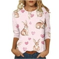 thumbnail image 2 of Odbmxy 3/4 Sleeve Plus Size Easter Tops for Women Holiday Womens Shirts Soft Summer Pink Casual Loose Graphic Shirts, 2 of 5