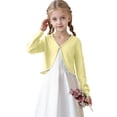 thumbnail image 6 of Xyant Girls Open Front Cardigan Kids Girls Shrug Children Knit Long Sleeve Bolero for Girls with Button Closure (Yellow,9-10 Years), 6 of 7