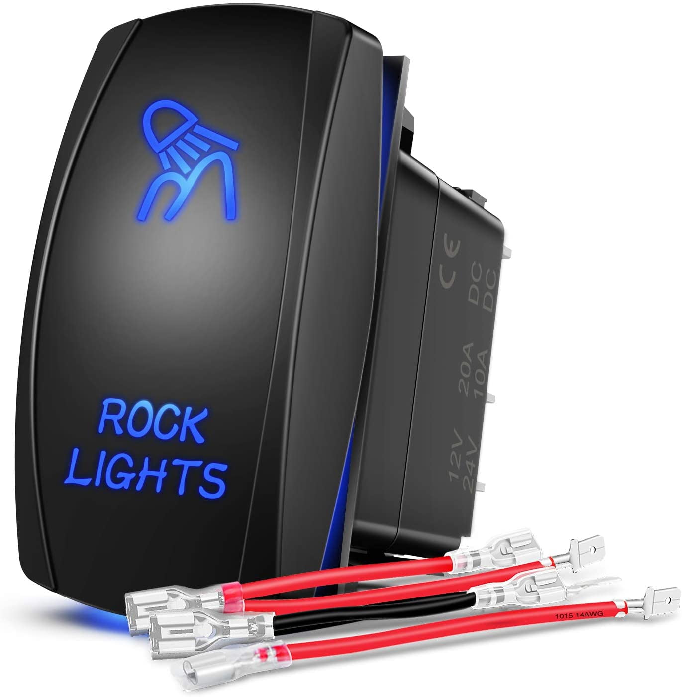 OFF BLUE Laser LED Rocker Switch Dual Light 20A 12V ON PULL OVER LIGHTS