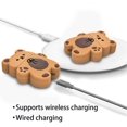 thumbnail image 3 of ZHAOCHENG Lindos estuches para Airpods con llavero de oso Diseño de oso de galleta de dibujos animados Cubierta completa Protectora de silicona Marrón oscuro, 3 of 5