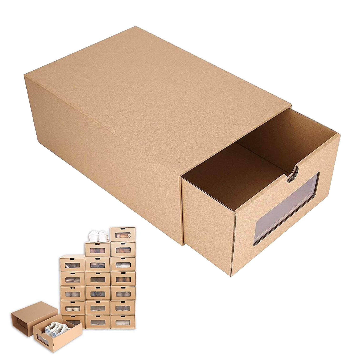 Shoe Box Organiser Drawer Cardboard Foldable Stackable Storage Visible Orgnizer 