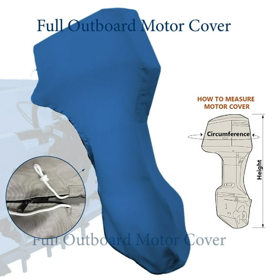SavvyCraft Full Outboard Boat Engine Motor Cover CIR: Up to 70.5 Inches Width x Height Up to 56 Inches May fit 40-50HP Blue