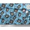 thumbnail image 2 of Soimoi Blue Cotton Voile Fabric Mocha & Caramel Coffee Beverages Decor Fabric Printed Yard 42 Inch Wide, 2 of 3