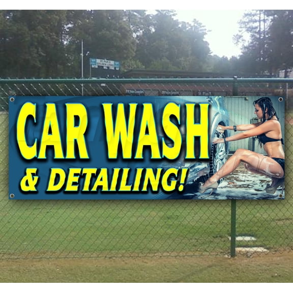 Car Wash & Detailing 13 oz Vinyl Banner With Metal Grommets