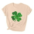 thumbnail image 1 of Besolor T-Shirts de la Saint-Patrick pour Femmes Col Rond Manches Courtes Basiques T-Shirts Graphiques Shamrock Hauts de Festival, 1 of 3