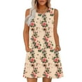 thumbnail image 1 of Ovzne Robes pour Femmes Robe de Plage pour Femmes Imprimé Sans Manches Col Rond Aguichant Élégante Boîte de Nuit Fête Tunique Mini Robes Robe Décontractée Vacances Robe d'Été Imprimée Liquidation, 1 of 7