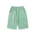 thumbnail image 2 of Diufon Cargo Shorts for Kids Summer Elastic Waist Cotton Shorts Solid Color Lounge Shorts with Pockets, 2 of 7