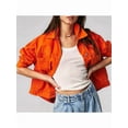 thumbnail image 4 of Women'S Loose Lapel Long-Sleeved Denim Jacket Orange Red XL, 4 of 7