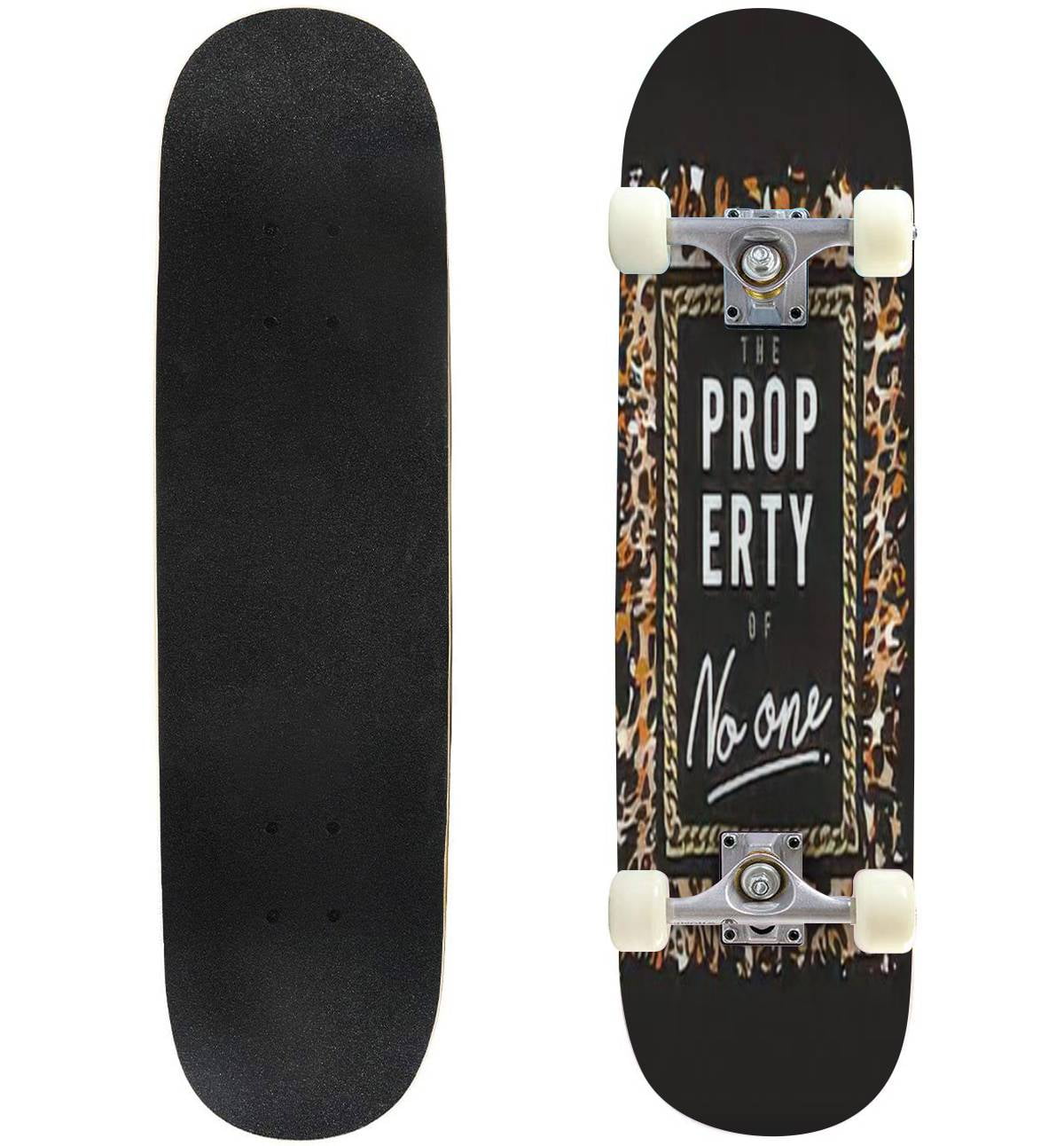typography slogan on leopard skin with chain lace frame on black Outdoor Longboards 31"x8" Pro Complete Skate Board Cruiser - Walmart.com