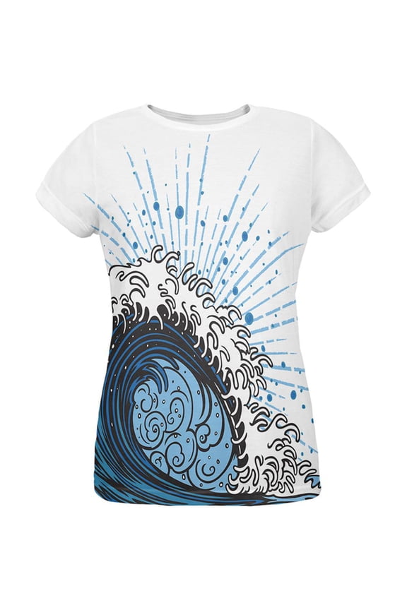 Asian Wave All Over Womens T-Shirt - 2X-Large