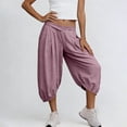 thumbnail image 5 of Wensltd Women's Casual Capris Summer Capris With Cross Waist and Elastic Hem for Daily Outdoor Capris Pink XXL, 5 of 7