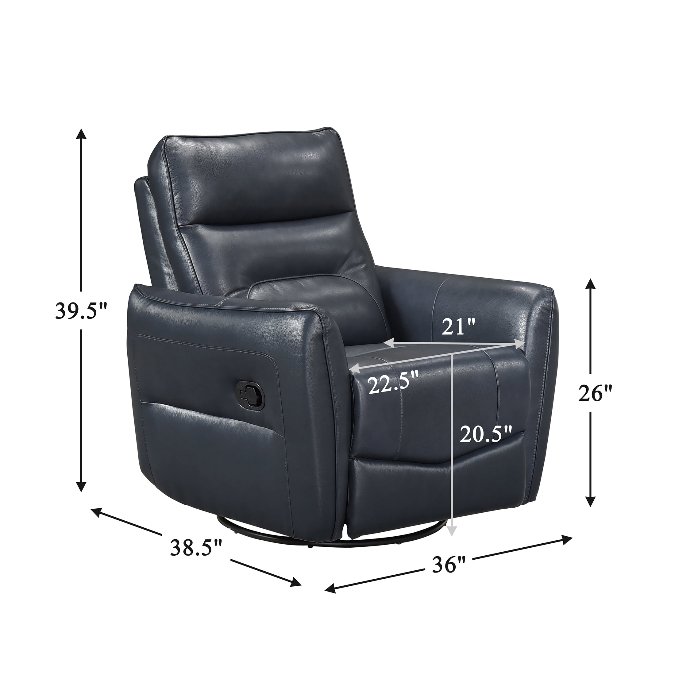 OakvillePark Pinebrae Leather Match Swivel Glider Reclining Chair, Dark Blue