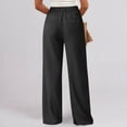 thumbnail image 5 of Arnsht Women's Solid Color Office Business Casual Pants High Waist Wide Leg Straight Dress Cotton Linen Pants Button Trousers Black XL, 5 of 8