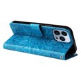 thumbnail image 4 of Dteck Fit for Apple iPhone 14 Plus Wallet Case with Wrist Strap,Stylish Flower Embossed Pattern PU Leather Magnetic Clasp Flip Stand Card Slots Purse Phone Case for Women Girls,Blue, 4 of 16