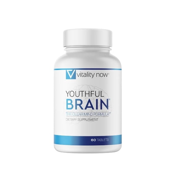 Vitality Now Youthful Brain | Memory & Brain Health Support Supplement - Brain Booster Clarity with Bacopa Monnieri, Ginkgo Biloba, B12 - Easy to Swallow Tablets - 30-Day Supply (60 Count)