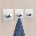 thumbnail image 3 of AmPm Adhesive Hooks Shower Hooks Heavy Duty Hooks Waterproof Aluminum, 3m Hooks Sticky Hooks for Hanging Hat Towel Coat Robe - Bathroom, Bedroom, RV & Kitchen - 6 PC（Sliver）, 3 of 5