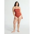thumbnail image 2 of Time and Tru Women's and Women's Plus Ribbed Bandeau One Piece Swimsuit, Sizes XS-2X, 2 of 6