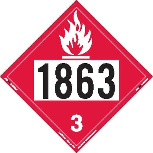 Labelmaster ZRV21863 UN 1863 Flammable Liquid Hazmat Placard, Rigid Vinyl (Pack of 25)