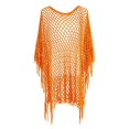 thumbnail image 4 of Crochet Cover Ups for Women Beach Hollow Out Swim Cover Up Scolid Color Knit Fringed Edges Summer Outfits(Orange), 4 of 5