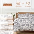 thumbnail image 6 of 3 Piece Spring Flowers Duvet Cover Set Queen Size,Microfiber Comforter/Quilt Cover with Corner Ties and 2 Pillowcases,Farmhouse Dark Blue Pastoral Floral Leaf All Season Bedding with Zipper Closure, 6 of 8
