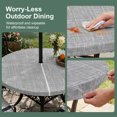 thumbnail image 5 of Round Outdoor Tablecloth with Umbrella Hole and Zipper, Grey Tablecloth with Elastic Waterproof, Farmhouse Vintage Gray Solid Color Modern Patio Table Covers for 55" - 60" Picnic Pool Tables, 5 of 9