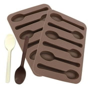 SKYSONIC 2 Pack Spoon Shaped Chocolate Molds 6 Cavities Silicone Spoon Candy Making Molds DIY Specialty Bakeware Spoons Chocolate Stirring Spoons, Brown