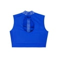 thumbnail image 7 of YiZYiF Kids Girls Lyrical Dance Crop Top Mock Neck Sleeveless Rhinestones Dancing Vests Tank Tops Blue 6, 7 of 7