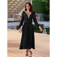 thumbnail image 4 of DARING DIVA Long Sleeve Flowy Pleated Midi Dress L Black, 4 of 6