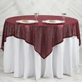 thumbnail image 4 of BalsaCircle 60" x 60" Burgundy Sequin Square Table Overlays Wedding Catering Tablecloth Linens, 4 of 8