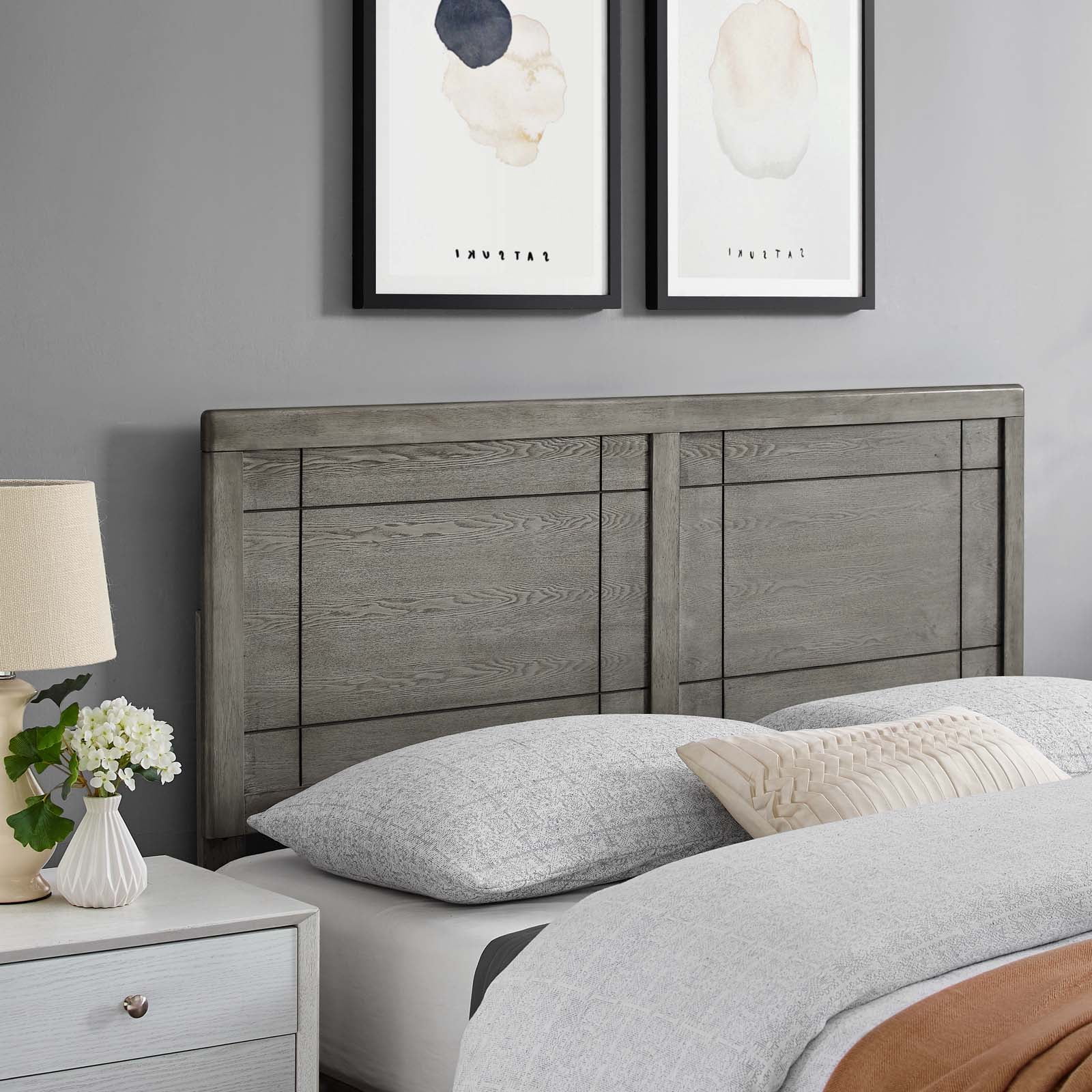 Headboard, King Size, Wood, Grey Gray, Modern Contemporary Urban Design, Bedroom Master Guest Suite