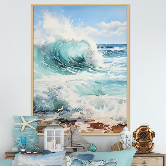 Designart "Serenity by the Seaside" Nautical & Beach Floater Framed Canvas Art Print