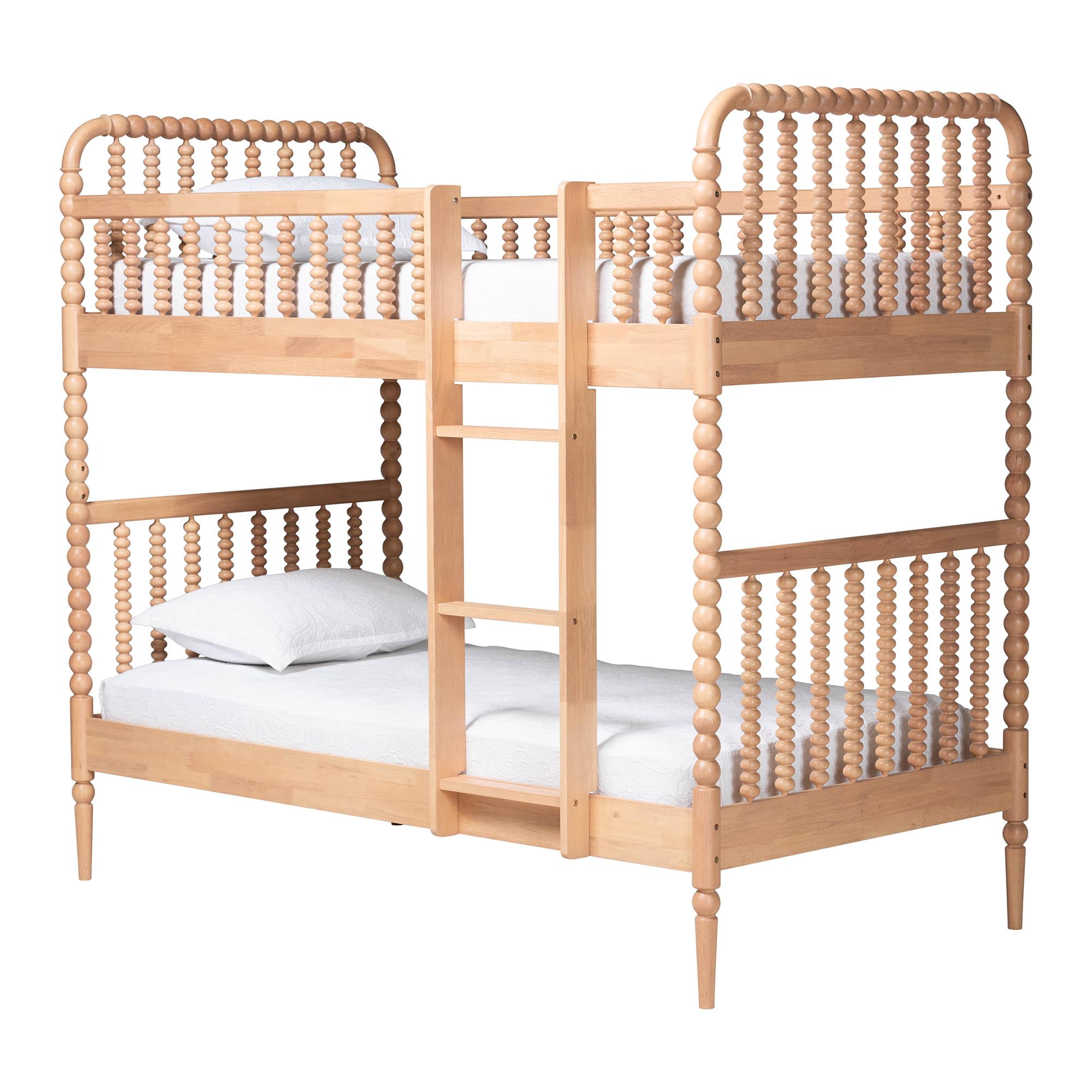 Baxton Studio Lucera Mid-Century Modern Bunk Bed, Twin, Beech Brown