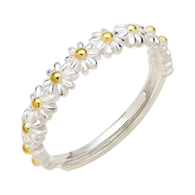 Anillos de margaritas vintage para mujer, anillo de apertura ajustable, joyería, regalo para Navidad, cumpleaños, San Valentín.