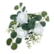 thumbnail image 4 of Anillos de vela, coronas florales artificiales, hojas de eucalipto, velas, coronas, corona de velas verdes para decoración de sala de estar Blanco, 4 of 9
