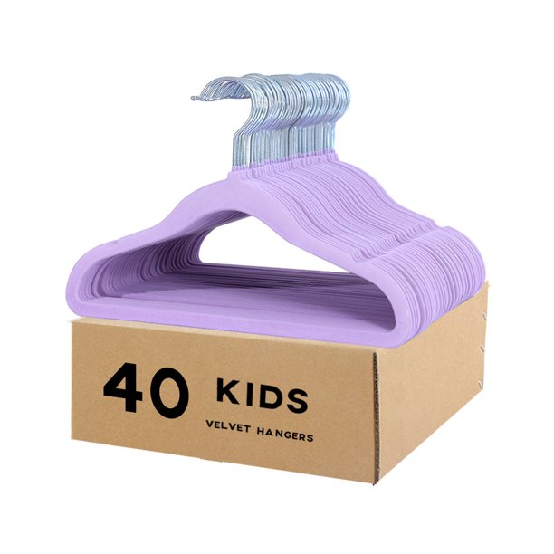 veeyidd Kids Velvet Clothes Hangers, Non Slip Baby Hangers Purple (11.6